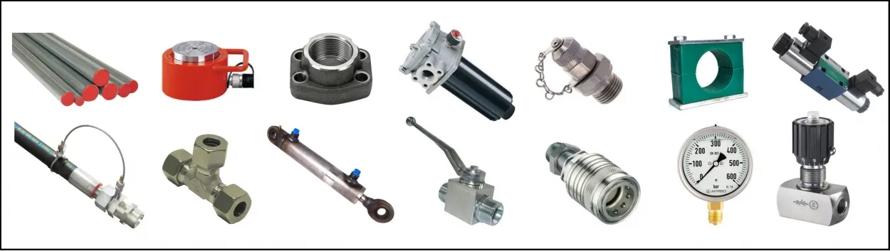 Hydraulikzubehör, Verschraubungen, Ventile und Komponenten für hydraulische Systeme